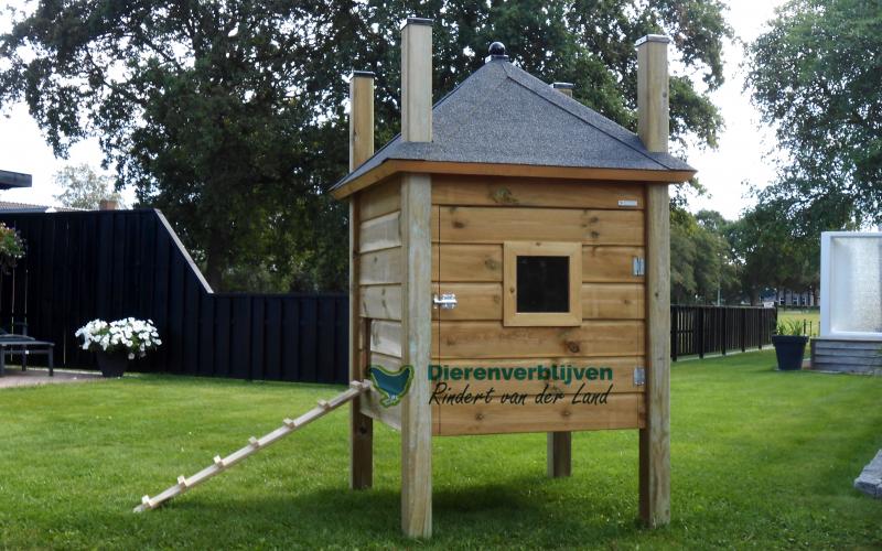 Hooiberg kippenhok met loopplank.