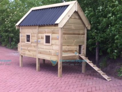 Geitenhok met looplank.